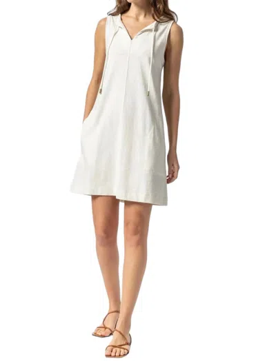 Lilla P Split Neck Sleeveless Dress In Ecru In White