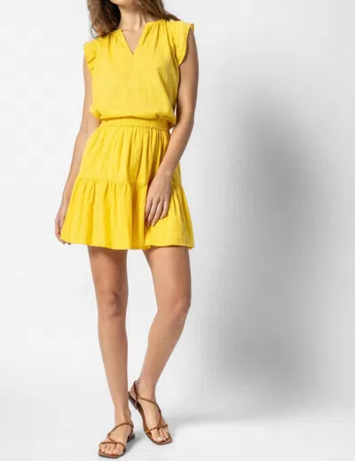 Lilla P Split Neck Top In Saffron In Yellow