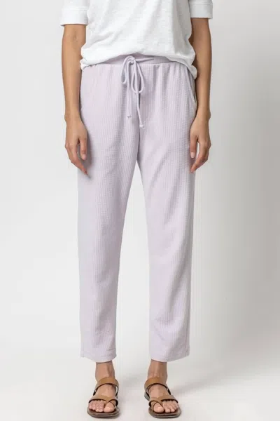 Lilla P Straight Leg Waffle Knit Pant In Thistle In Purple
