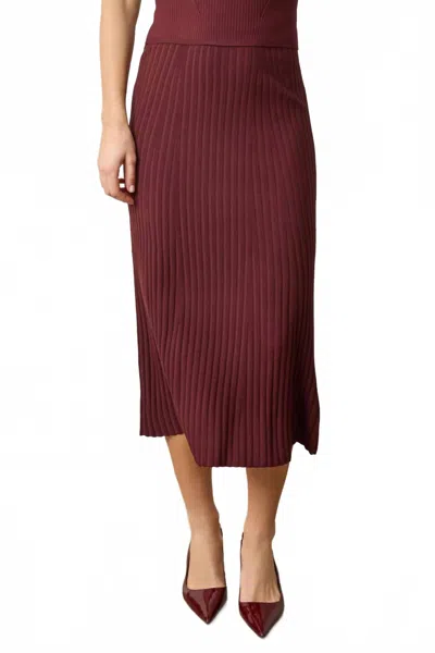 Lilla P Straight Rib Skirt In Dark Cherry In Red