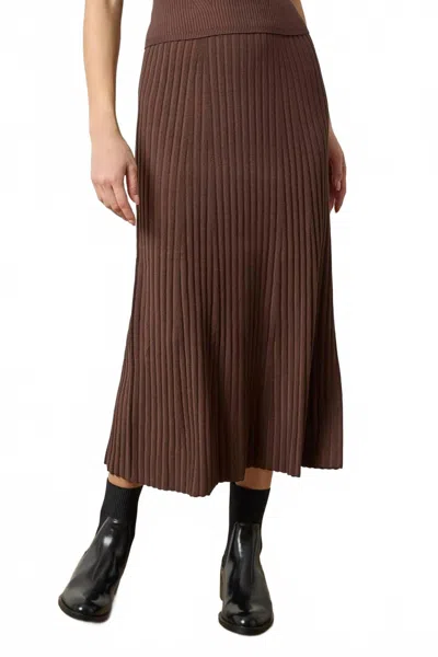 Lilla P Straight Rib Skirt In Mink In Brown