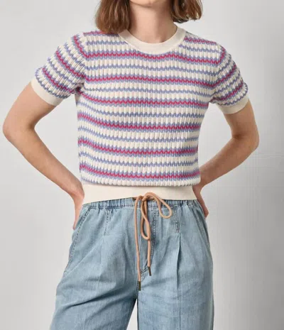 Lilla P Stripe Crewneck Sweater In Azalea Scallop In Multi