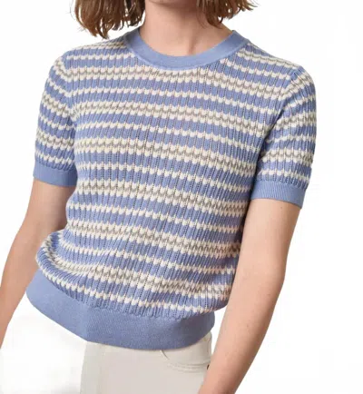Lilla P Stripe Novelty Crewneck Top In Blue