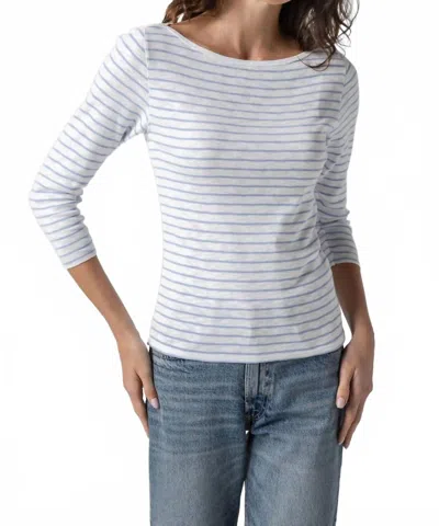 Lilla P Striped 3/4 Sleeve Boatneck In White