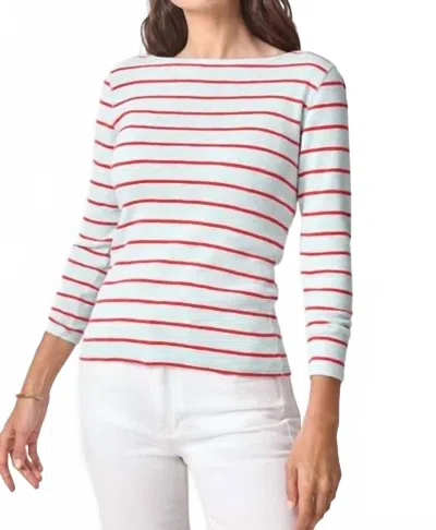 Lilla P Striped Boatneck Tee In Seabreeze Stripe In Multi