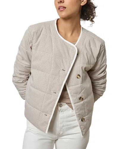 Lilla P Striped Collarless Jacket In Gray