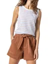Lilla P Striped Crew Tank In Burnt Sienna Harbor In Multi