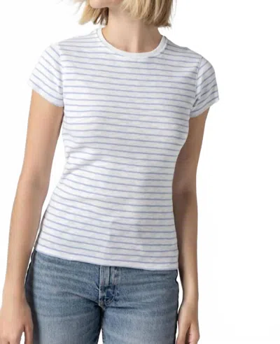 Lilla P Striped Crewneck Tee Top In Surf Stripe In White