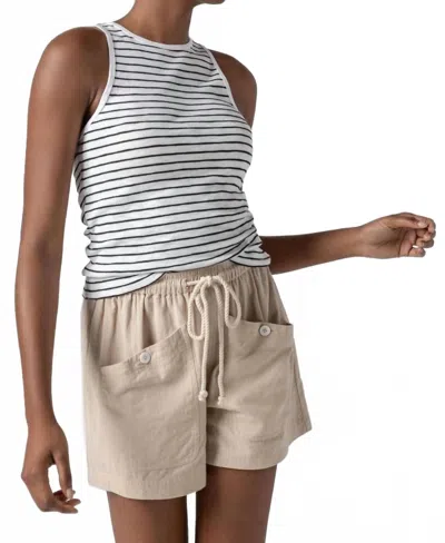 Lilla P Striped High Neck Tank In Black Stripe