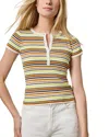 Lilla P Striped Linen-blend Henley In Multi