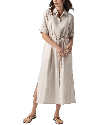 Lilla P Striped Maxi Shirt Dress In Brown