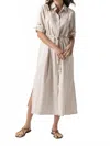 Lilla P Striped Maxi Shirt Dress In Flax Stripe In Multi