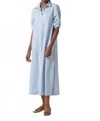 Lilla P Striped Maxi Shirt Dress In Malibu Stripe In Blue