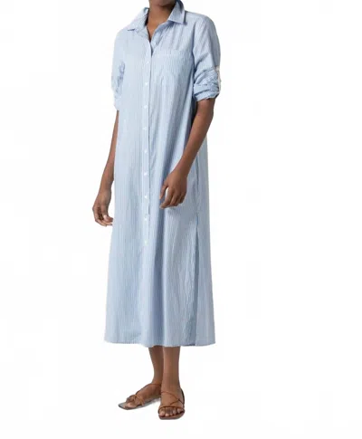 Lilla P Striped Maxi Shirt Dress In Malibu Stripe In Blue