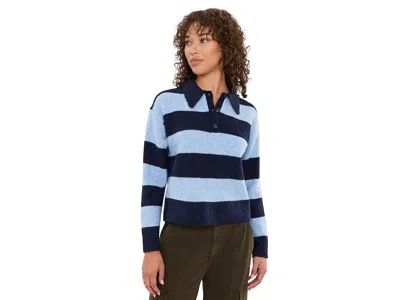 Lilla P Striped Polo Sweater Women's Sweater Clearwater Stripe: Md, Nylon/polyester/spandex In Blue