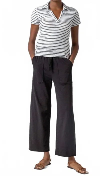 Lilla P Striped Polo Tee In Black Stripe In Multi