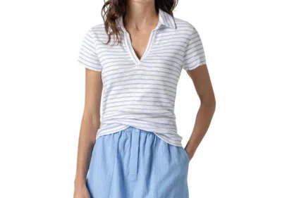 Lilla P Striped Polo Tee In Surf Stripe In Multi