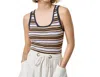 Lilla P Striped Scoop Tank In Navy Stripe In Multi