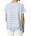 Lilla P Striped Split Neck Tunic Sweater In Hydrangea Stripe In Multi