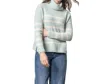 LILLA P STRIPED TURTLENECK SWEATER IN FROST STRIPE