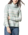 Lilla P Striped Turtleneck Sweater In Frost Stripe