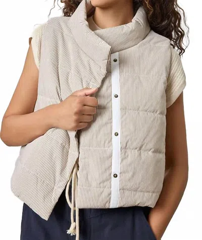 Lilla P Striped Vest In Earth Stripe In Neutral