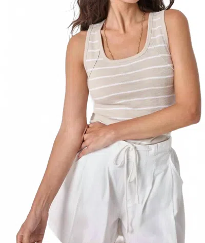 Lilla P Striped Wide Strap Tank Top In Bamboo In Neutral