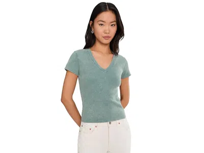 Lilla P Sunwashed Cap Sleeve V-neck In Green