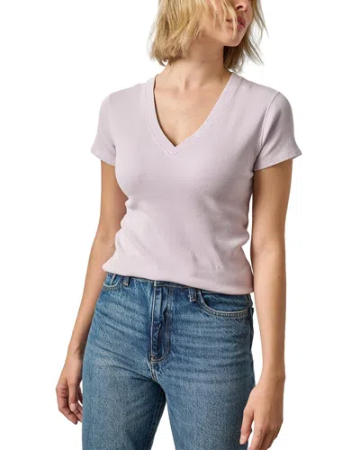 Lilla P Sunwashed Cap Sleeve V-neck T-shirt In Purple