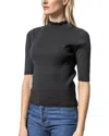 Lilla P Ruffle Mock Neck Sweater In Black