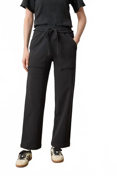 Lilla P Terry Straight Leg Pants In Black