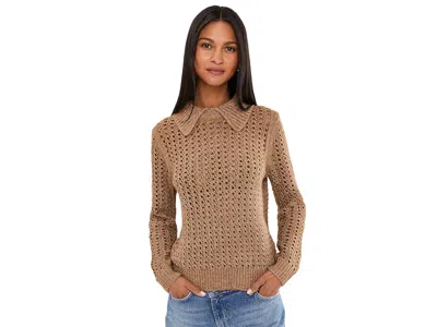 Lilla P Textured Polo Sweater Women's Clothing Hazelnut: Xl, Acrylic/cotton In Pink