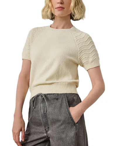 Lilla P Textured Sleeve Sweater In Neutral