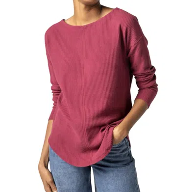 Lilla P Textured Waffle Boatneck Top In Rosewood In Multi