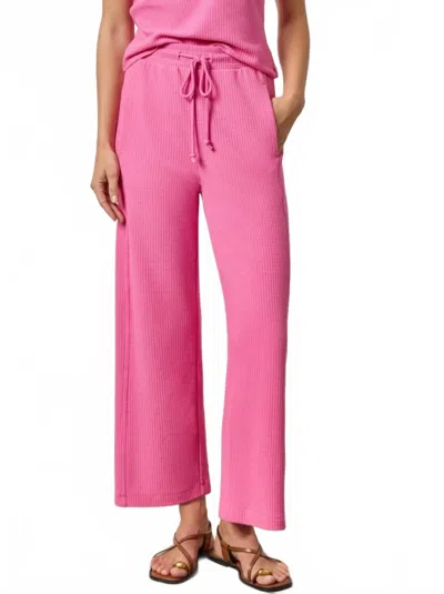 Lilla P Textured Waffle Side Panel Pants In Dahlia In Pink