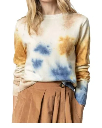Lilla P Tie Dyed Crewneck Sweater In Lapis Multi