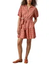 Lilla P Short Sleeve Tiered Peplum Dress In Chili Print In Pink