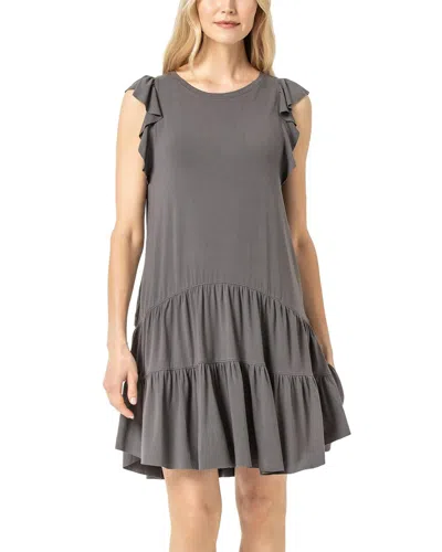 Lilla P Tiered Peplum Tank Dress In Gray