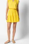 Lilla P Flutter Sleeve Split Neck Top In Saffron In Yellow