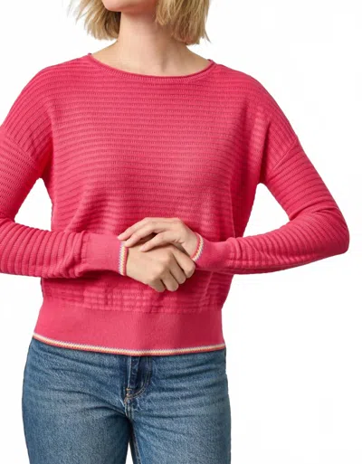 Lilla P Tipped Hem Wide Neck Sweater In Azalea In Pink
