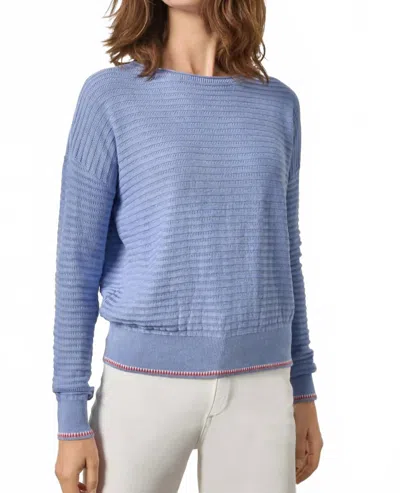Lilla P Tipped Hem Wide Neck Sweater In Cornflower In Blue