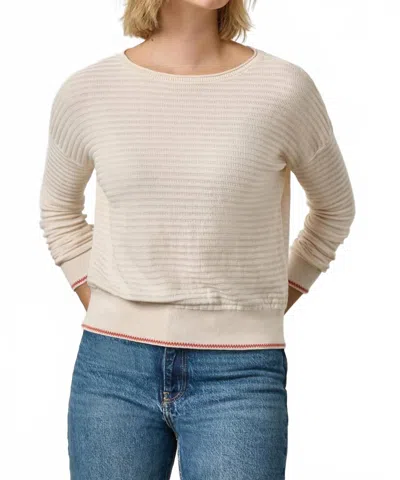 Lilla P Tipped Hem Wide Neck Sweater In Pearl In White