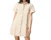 Lilla P Twill Paneled Mini Shirt Dress In Eggshell In White