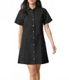 Lilla P Twill Paneled Shirt Dress In Black In Black