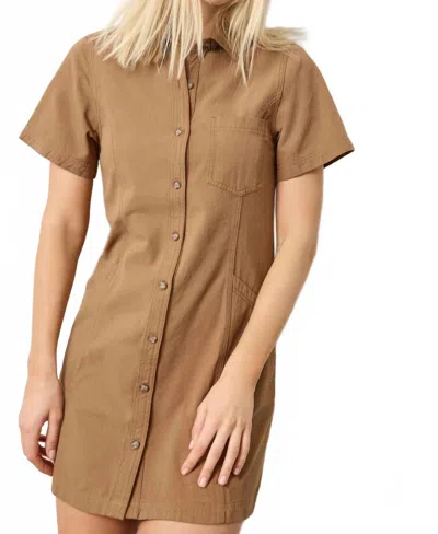 Lilla P Twill Panelled Shirt Dress In Peacn In Brown