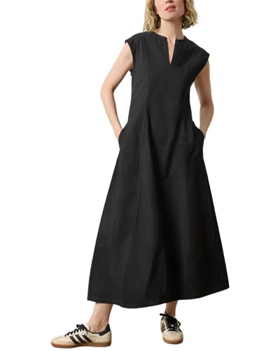 Lilla P Twill Princess Seam Maxi Dress In Black