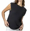 Lilla P Twisted Binding Loose Knit Slub Tank In Black In Black