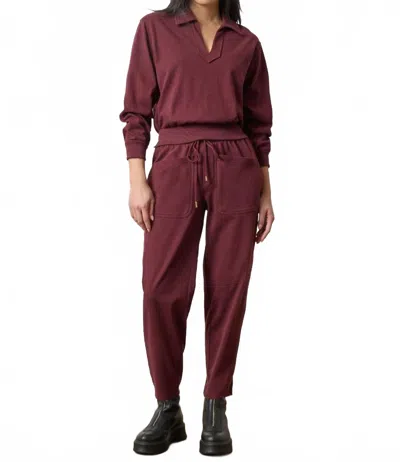 Lilla P Utility Pocket Pant In Mulberry In Burgundy