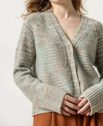 Lilla P V-neck Cardigan Sweater In Frost Space Dye In Multi