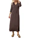Lilla P V-neck Maxi Dress In Brown